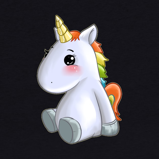 Cute Sitting Unicorn With Rainbow Mane Gift Idea by TheTeeBee